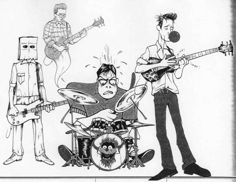 The band Don Cab depicted in a cartoon